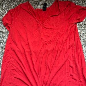 cute V neck red shirt